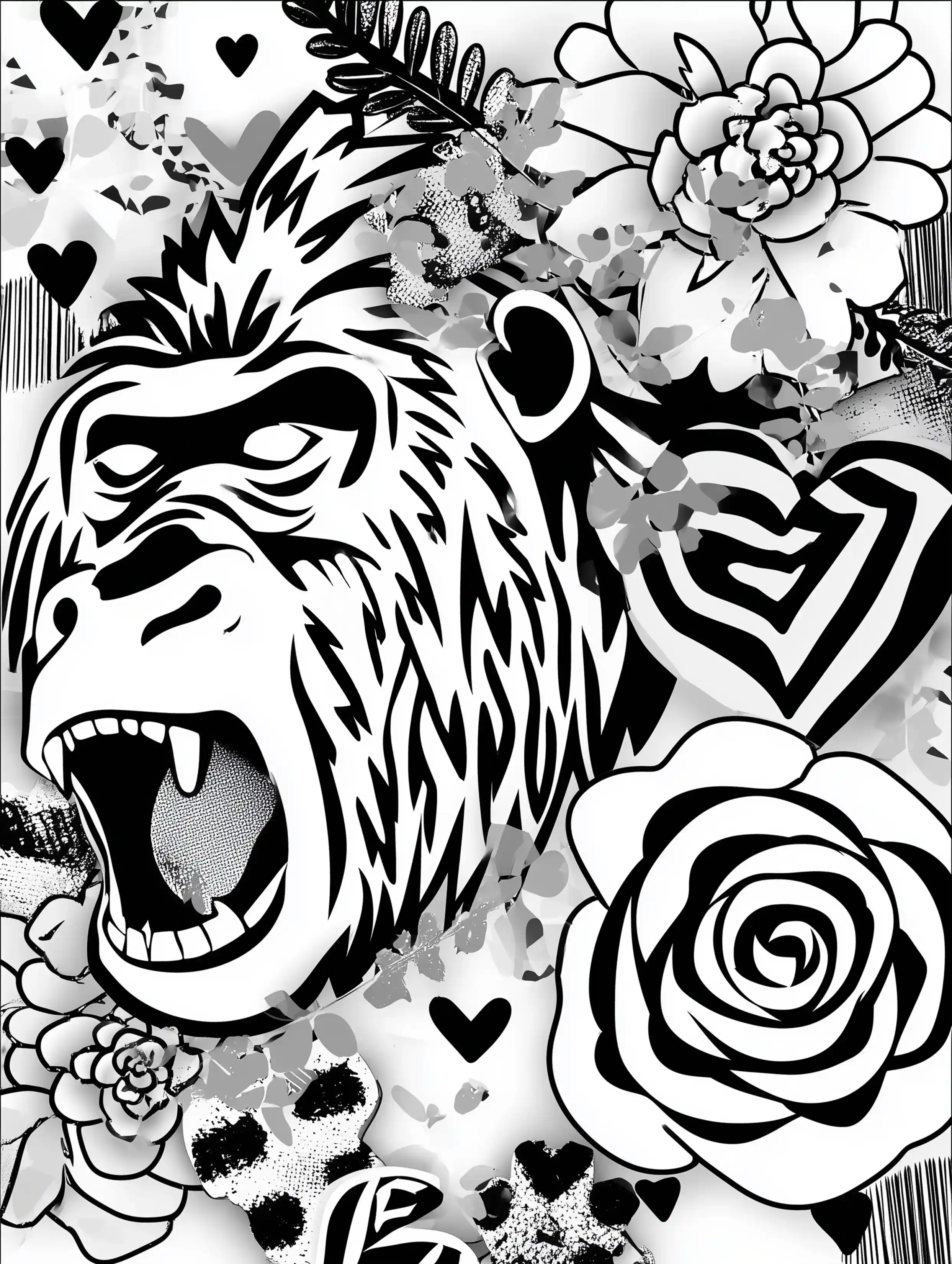 Free printable zoo coloring sheet featuring a gorilla face